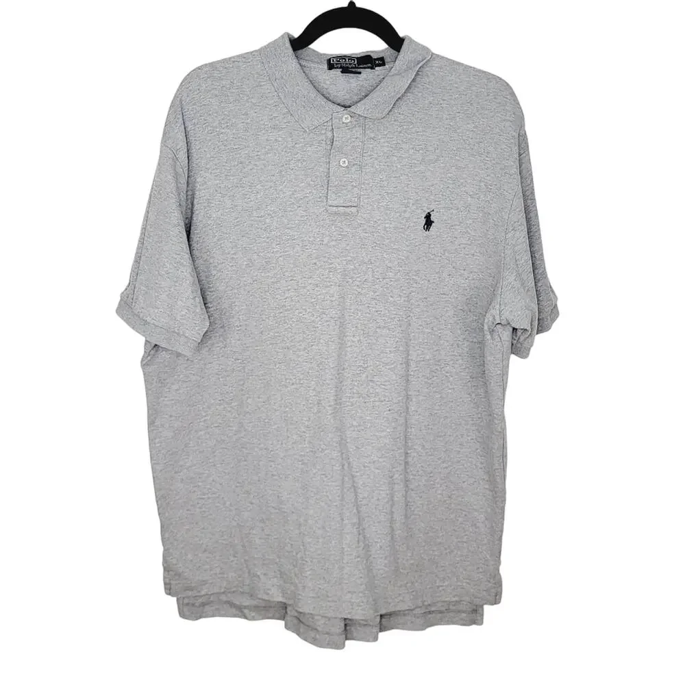 Polo by Ralph Lauren Gray 100% Cotton Knit Polo Shirt Size XL